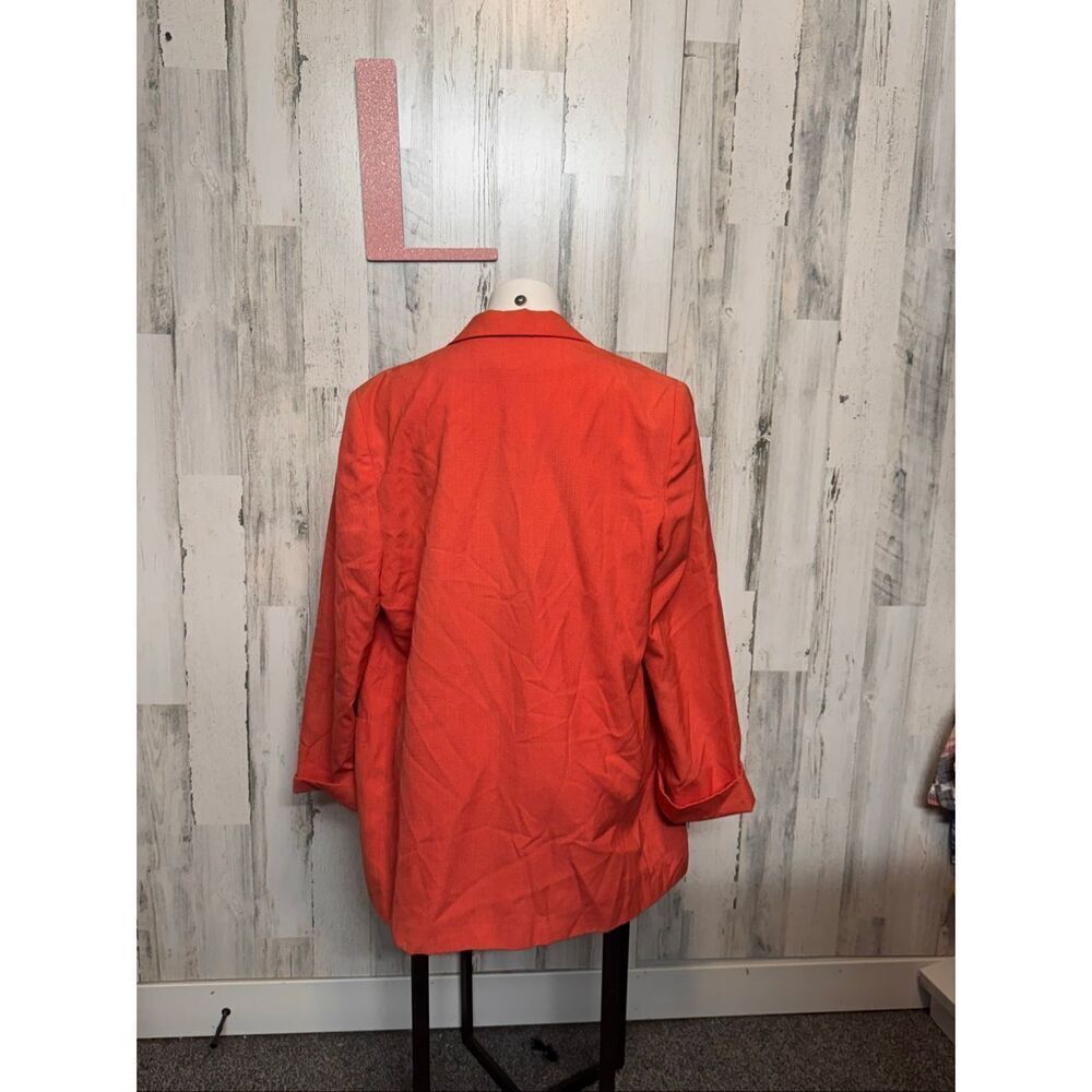 Vintage Lynn Greene for Richard Neal Oversized Blazer Orange Linen Blend Size L - Picture 4 of 8